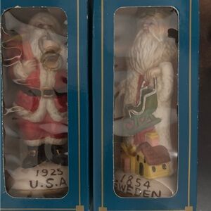 Festive Santa Claus Figurine Duo - Red, White, and Green